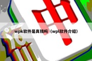 wpk软件是真钱吗（wpl软件介绍）